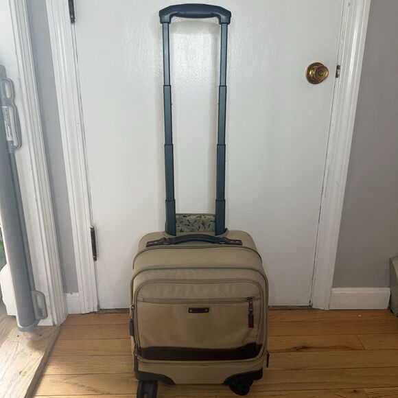 L.L. Bean Small Luggage Carry On With 360 4 Wheels Spinner Tan Canvas Suitcase - Picture 8 of 12